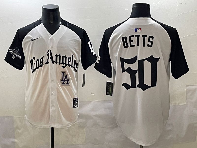 Men 2025 Los Angeles Dodgers #50 Betts White black Five generations Joint Name Nike MLB Jersey style 52612->los angeles dodgers->MLB Jersey